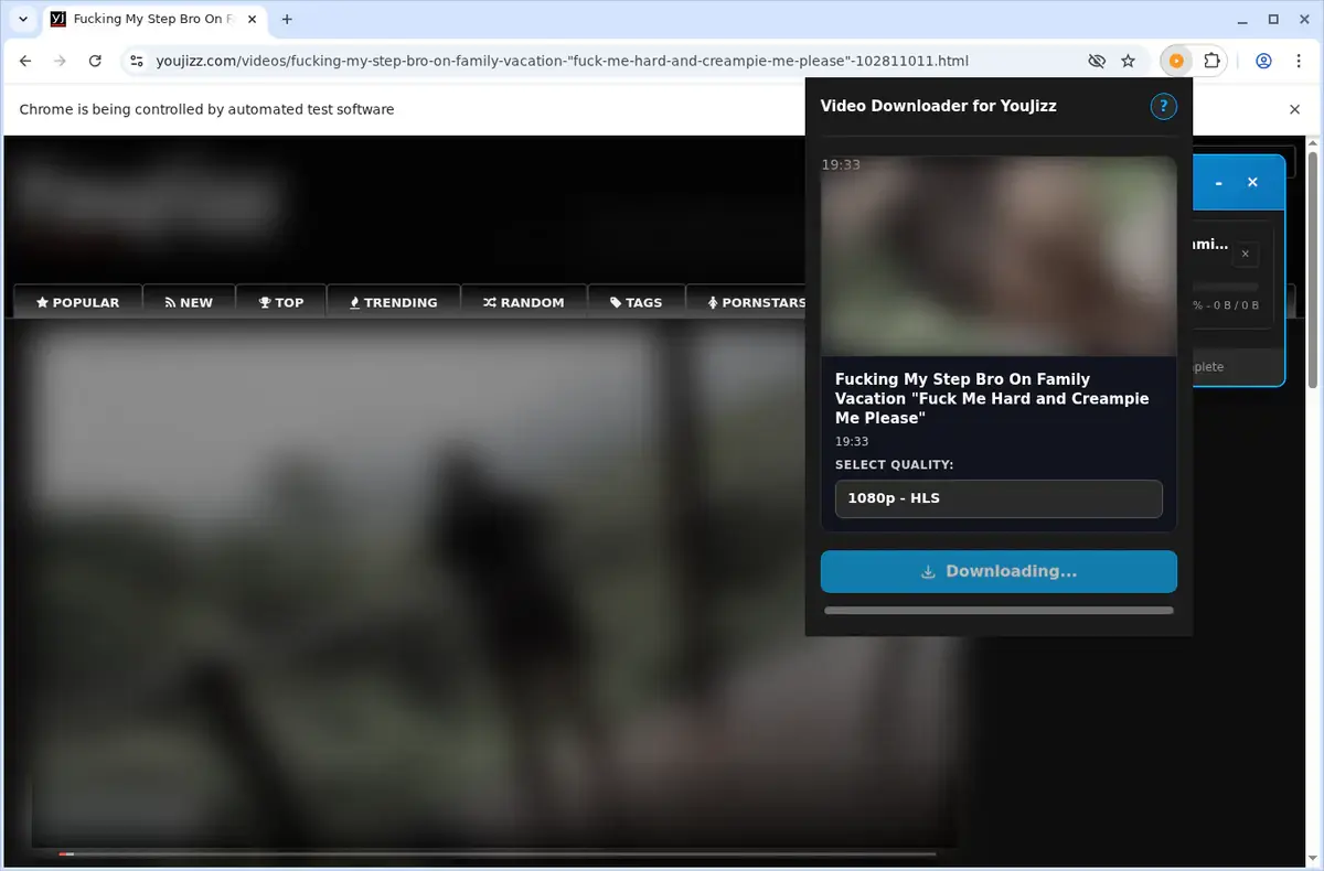 YouJizz Video Downloader download progress panel