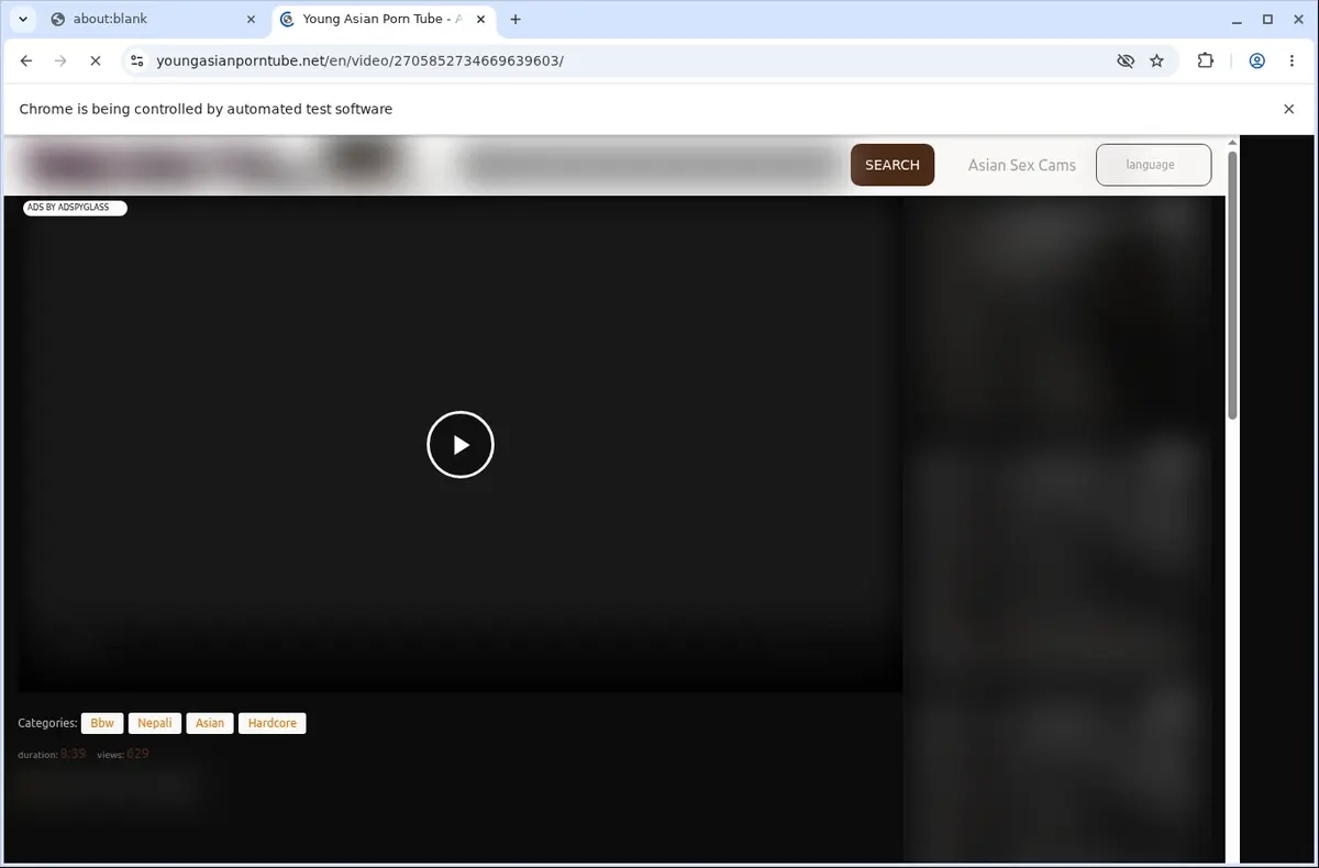YoungAsianPornTube Video Downloader page open in the browser