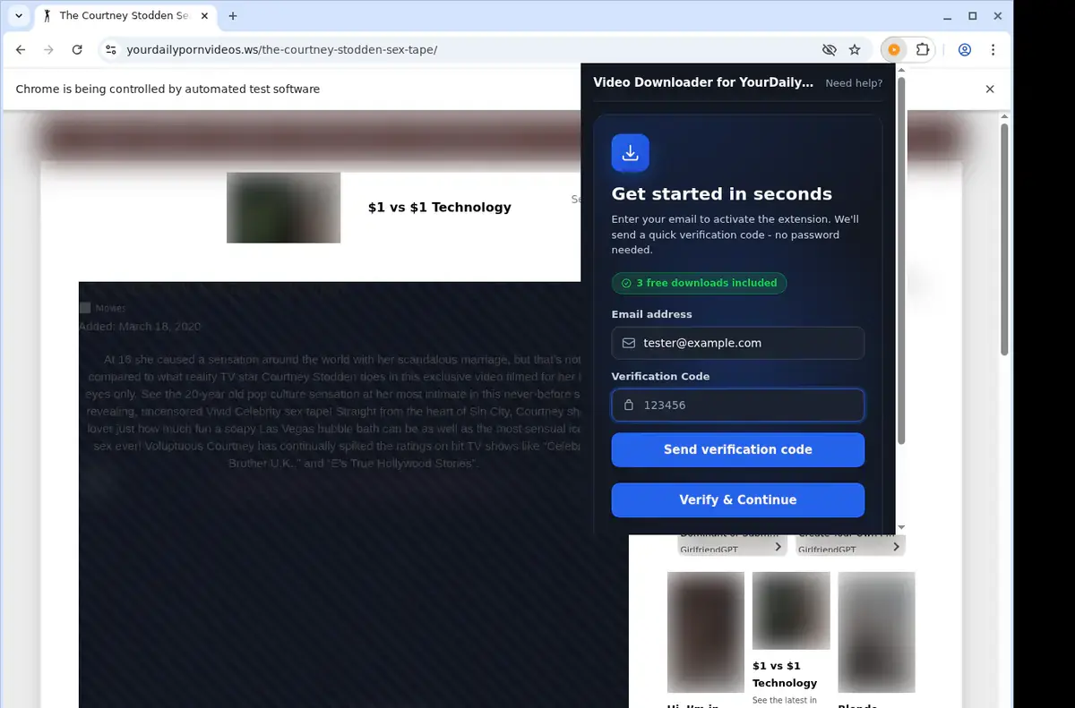 YourDailyPornVideos Downloader format selection and save step