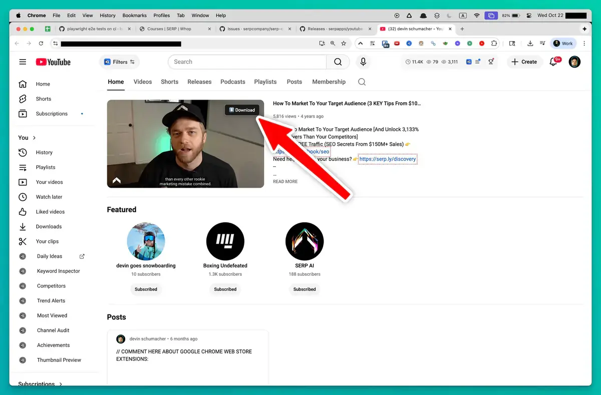 YouTube Video Downloader page open in the browser
