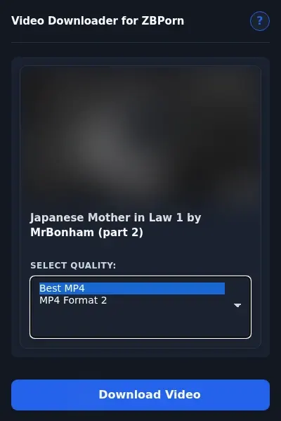 ZBPorn Downloader format dropdown options