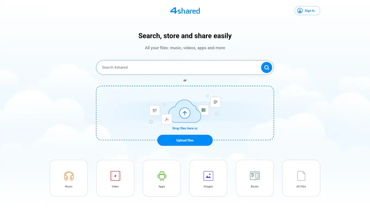 4shared Downloader website preview