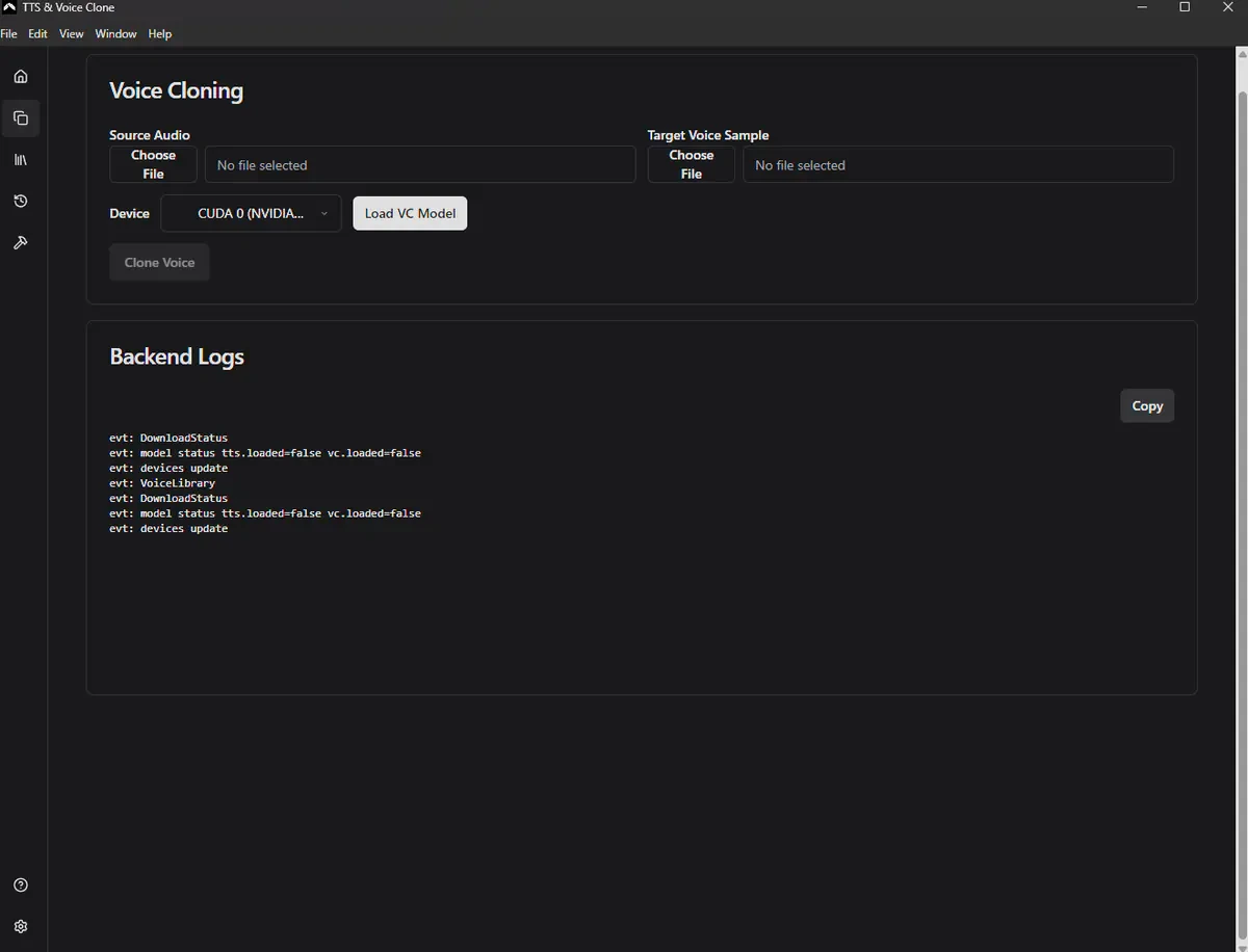 AI Voice Cloner App interface screenshot 1
