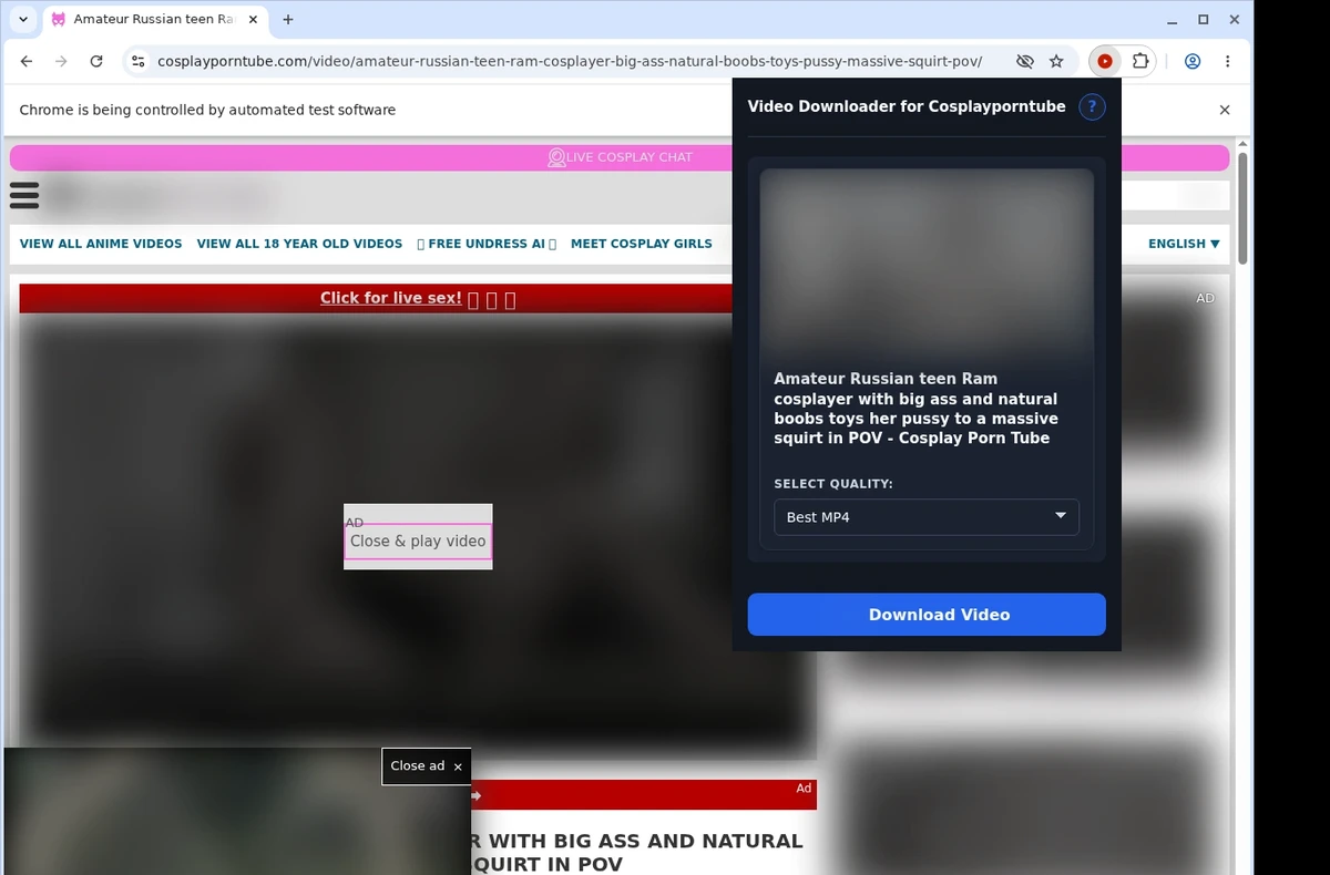 CosplayPornTube Video Downloader ready state screenshot