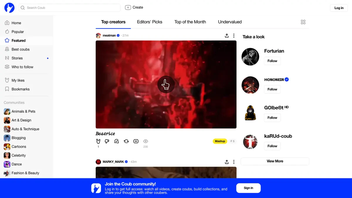 Coub Downloader website preview