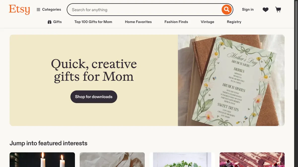 Etsy Downloader website preview