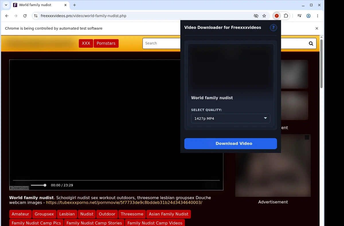 Freexxxvideos Downloader ready state screenshot