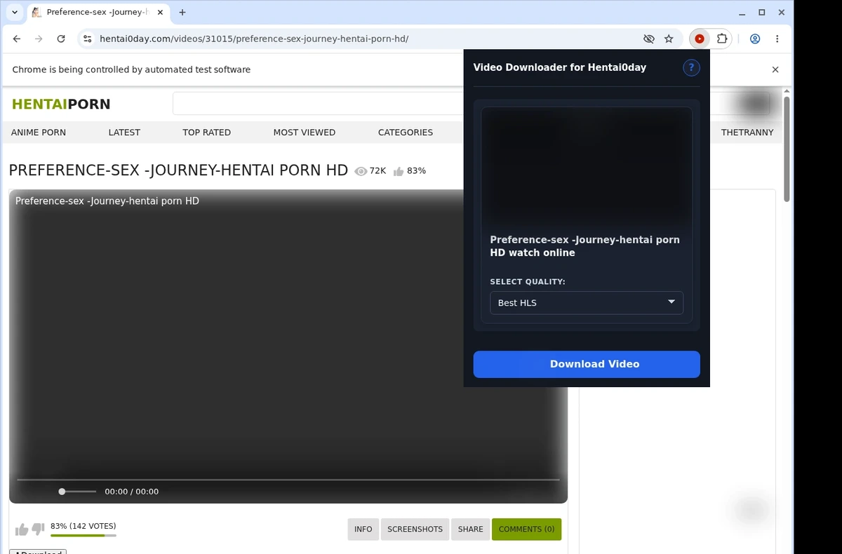 Hentai0day Video Downloader ready state screenshot