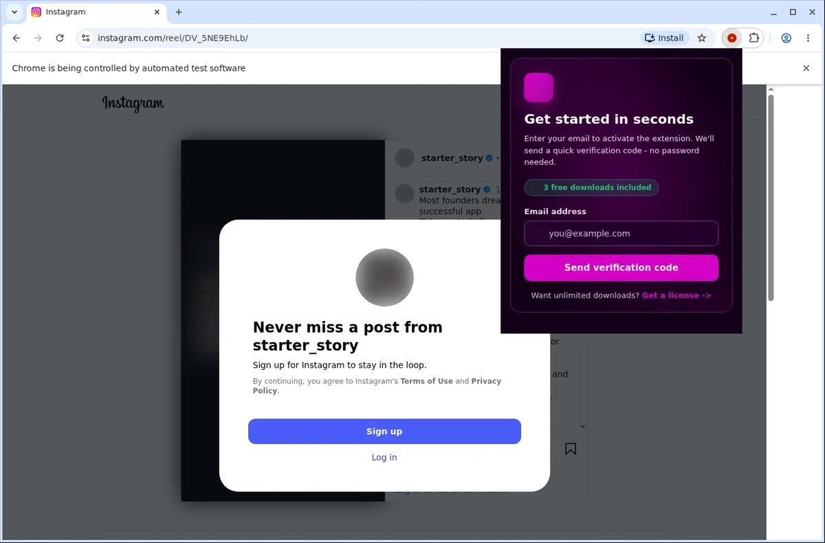 Instagram Video Downloader ready state screenshot