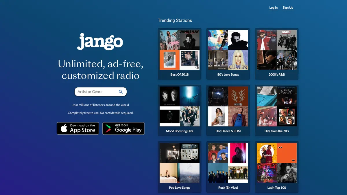 Jango Downloader website preview