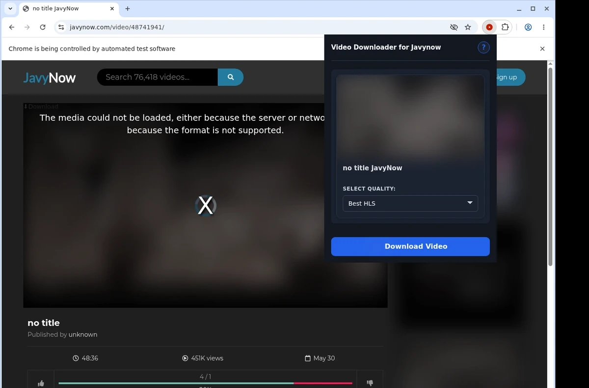 Javynow Video Downloader ready state screenshot