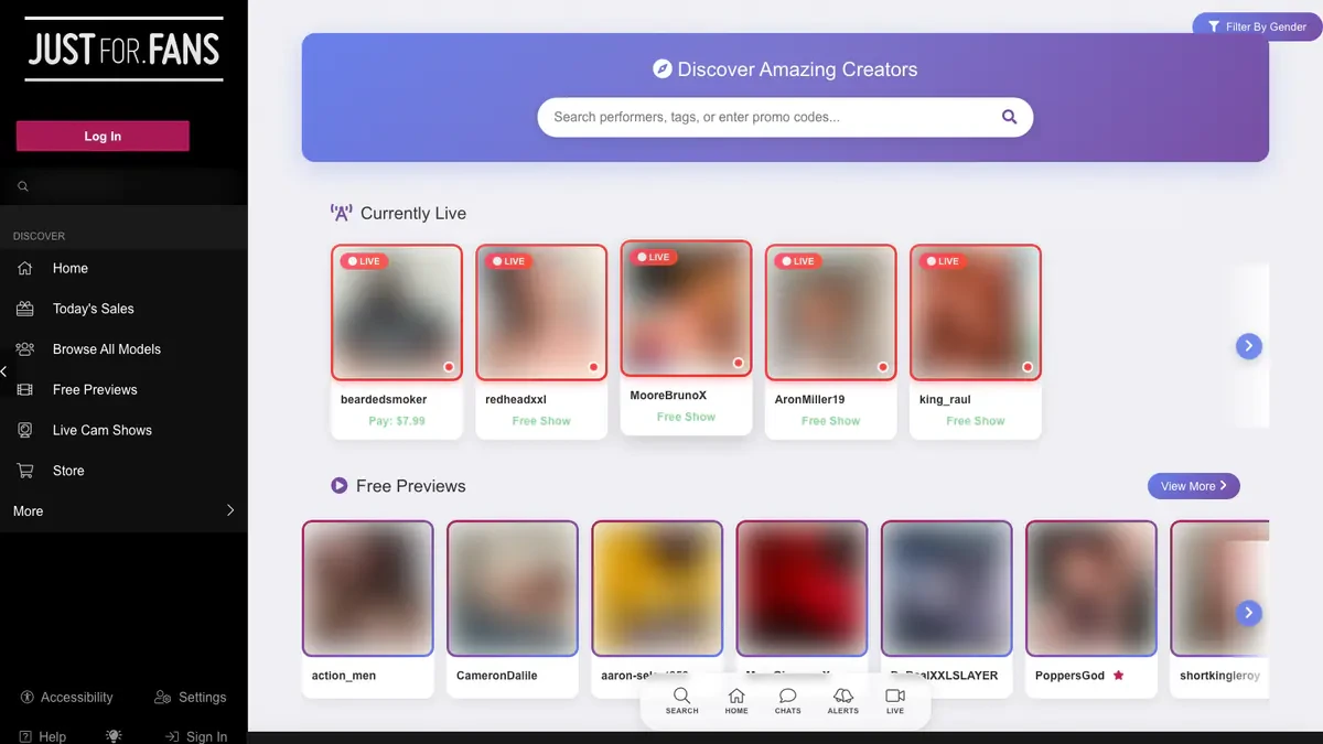 JustForFans Downloader website preview