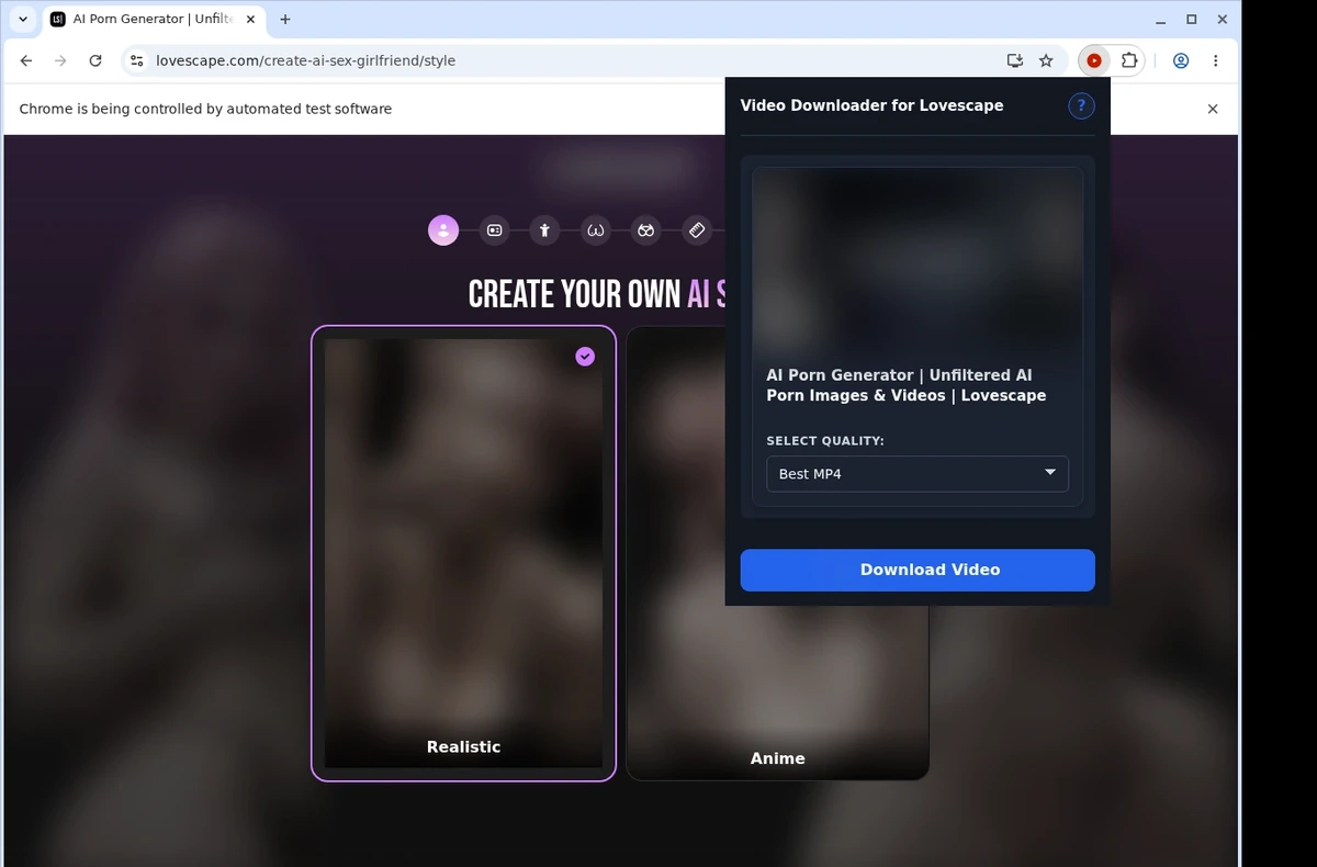 Lovescape Video Downloader ready state screenshot