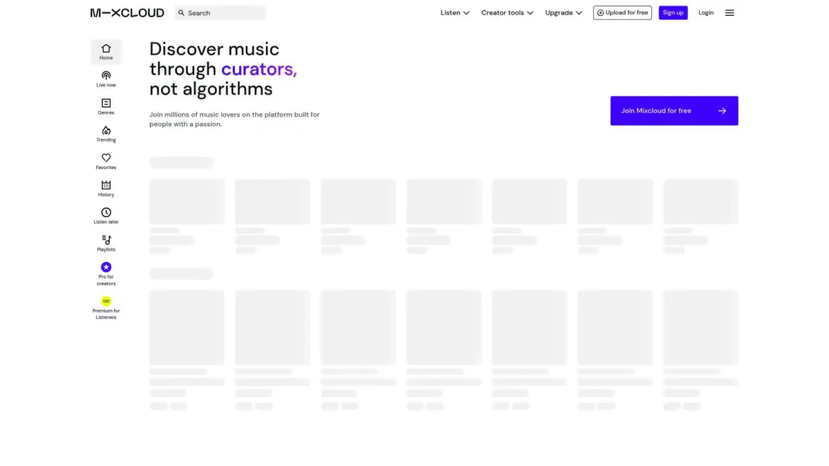 Mixcloud Downloader website homepage