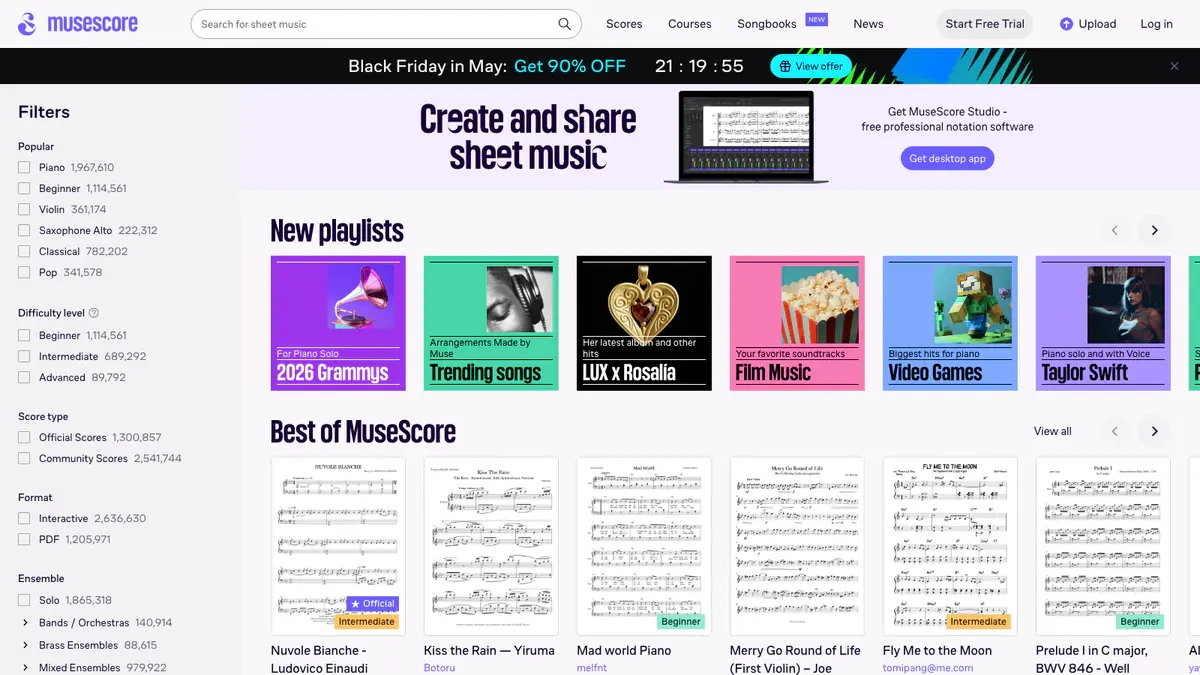 MuseScore Downloader website preview