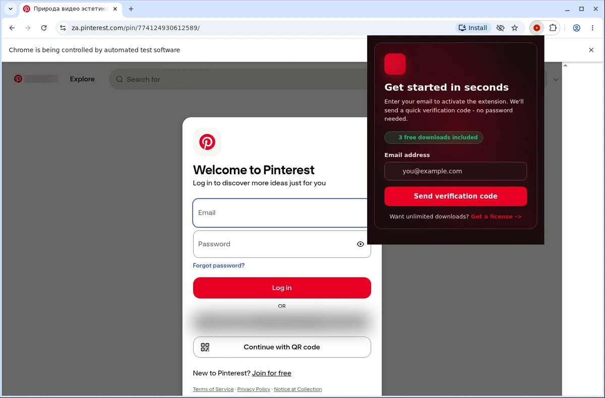 Pinterest Video Downloader ready state screenshot
