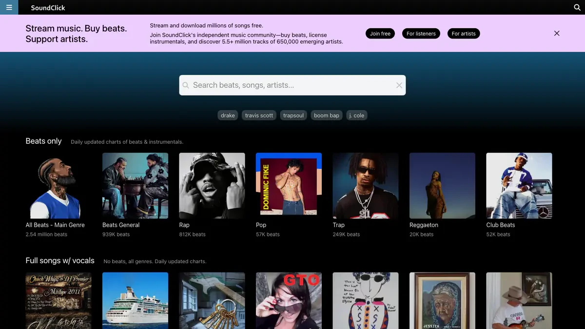 SoundClick Downloader website preview