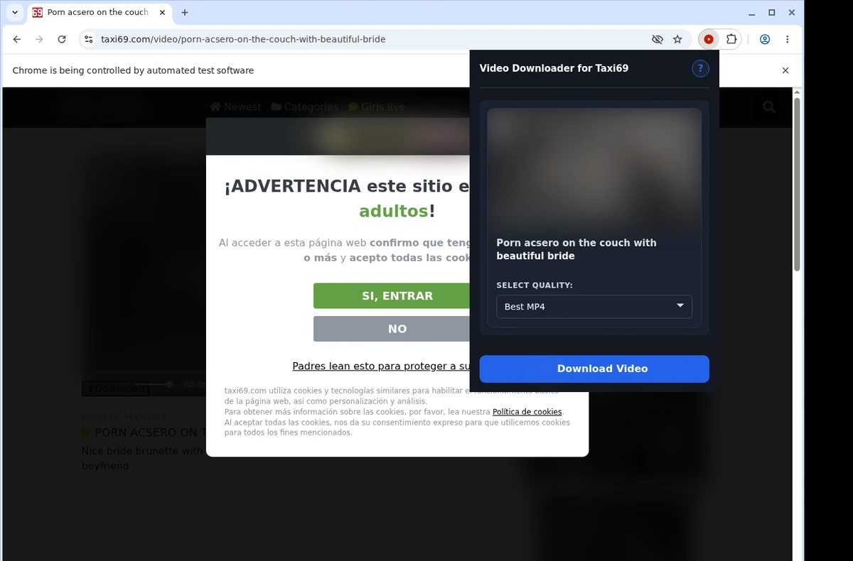 Taxi69 Video Downloader ready state screenshot