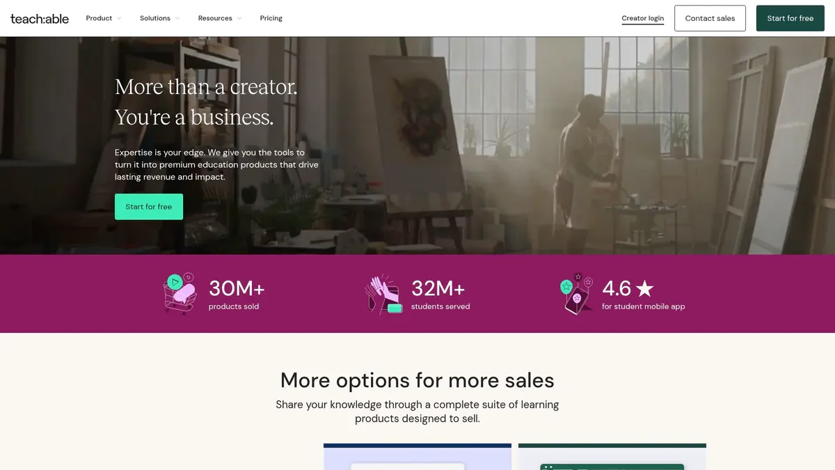 Teachable Video Downloader website preview