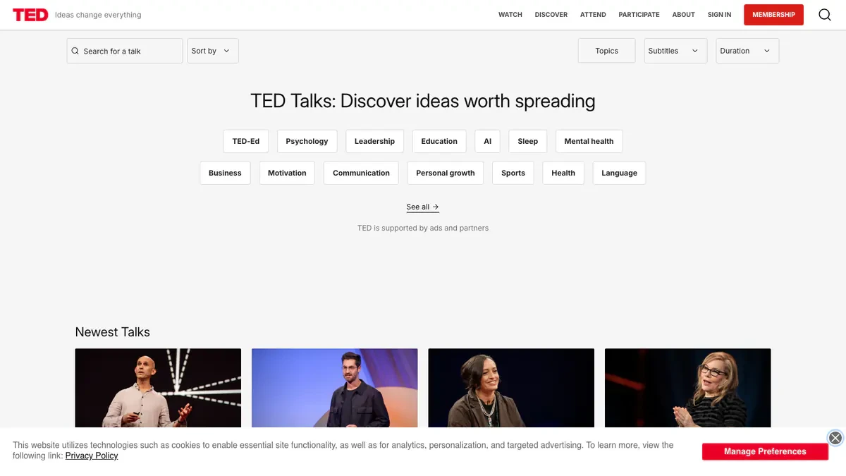 TED Talks Downloader website preview