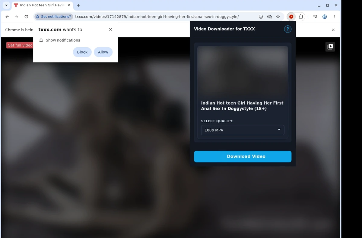 TXXX Video Downloader ready state screenshot