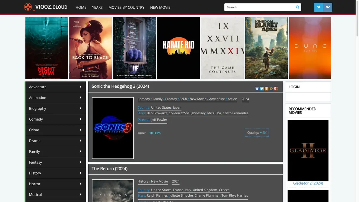 Viooz Downloader website preview