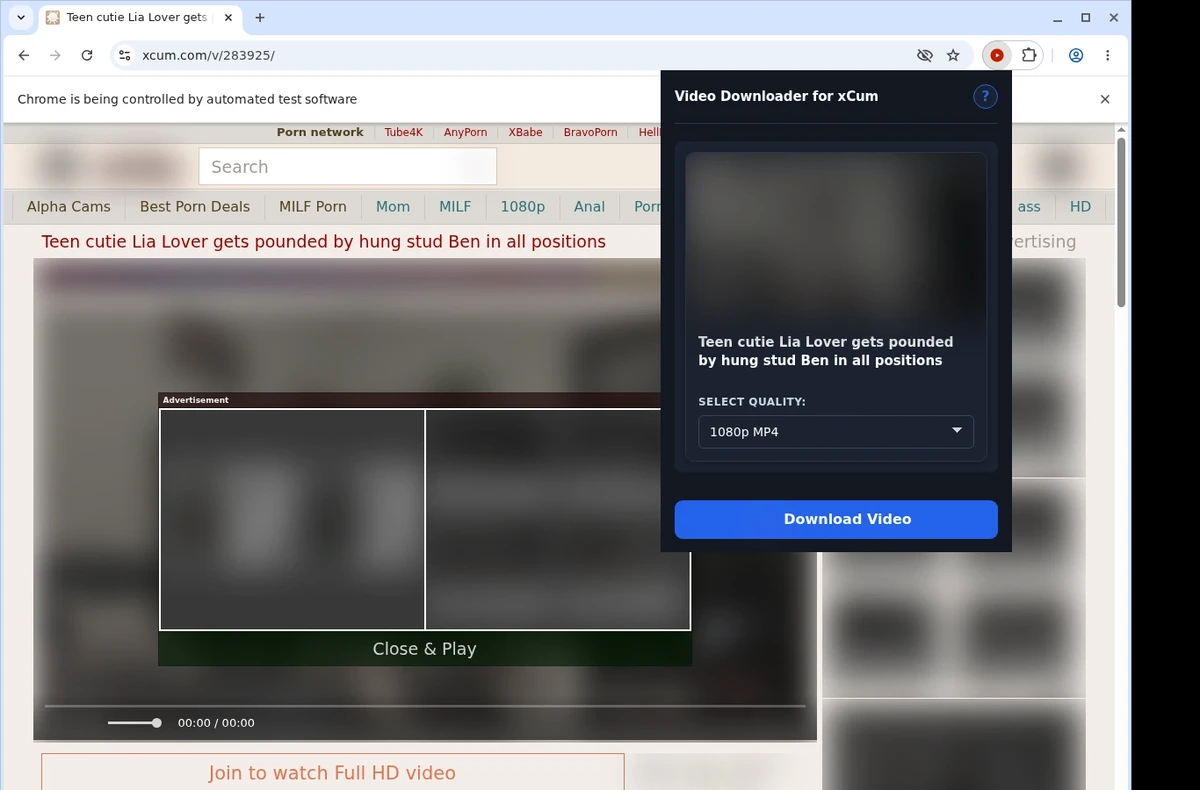 xCum Video Downloader ready state screenshot