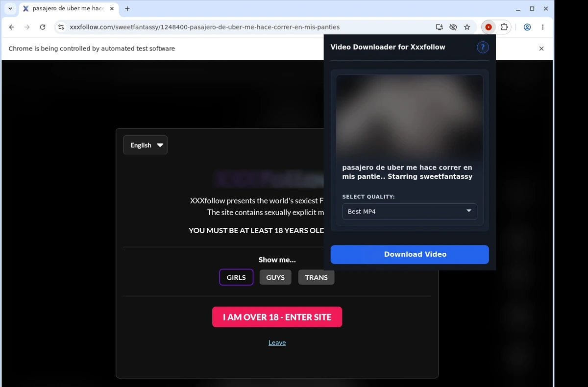 XXXFollow Video Downloader ready state screenshot