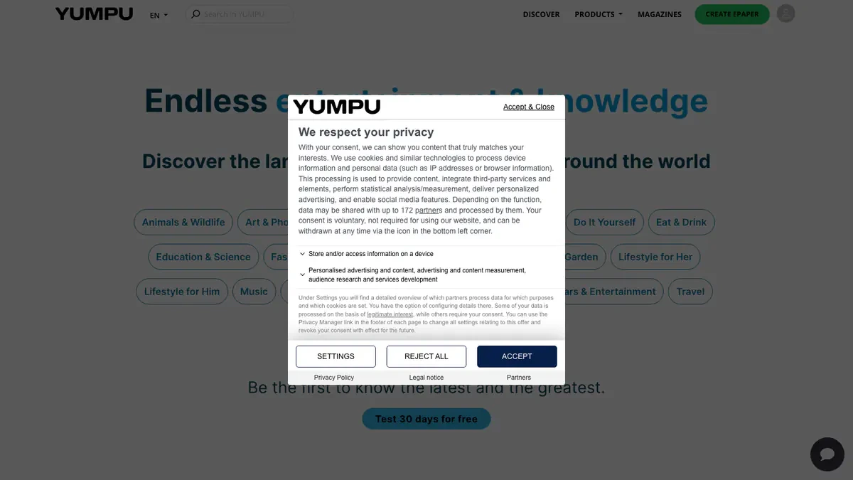 Yumpu Downloader website preview