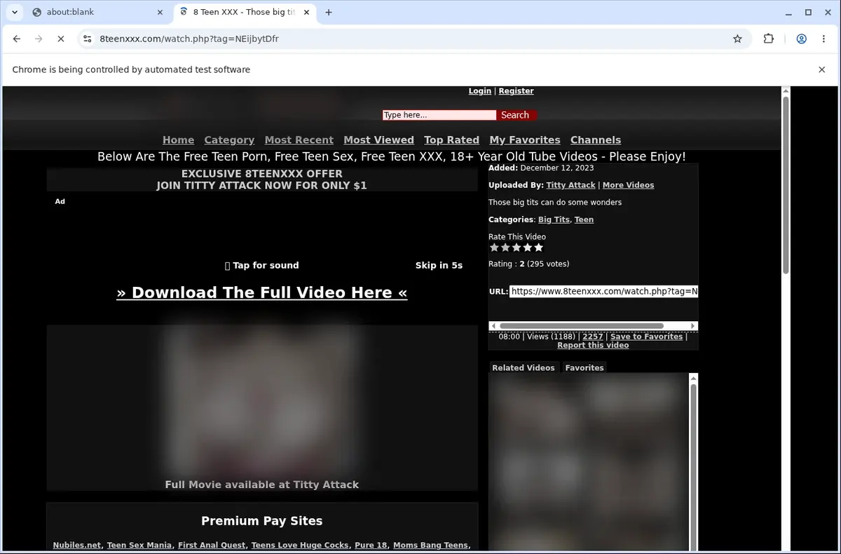 8TeenXXX Downloader page open in the browser