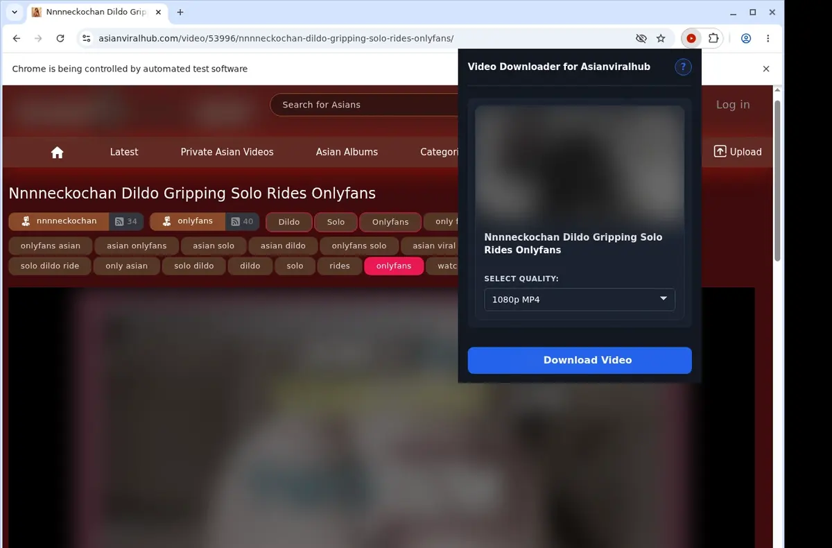 AsianViralHub Downloader showing detected media ready to download