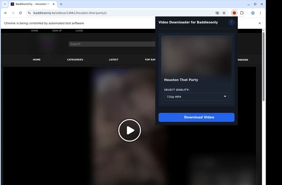Baddiesonly Downloader showing detected media ready to download