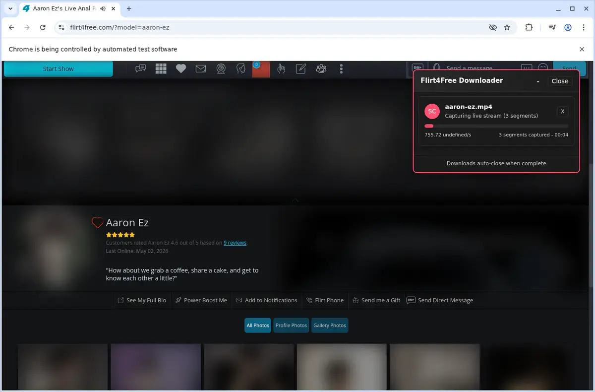 Flirt4Free Video Downloader page open in the browser