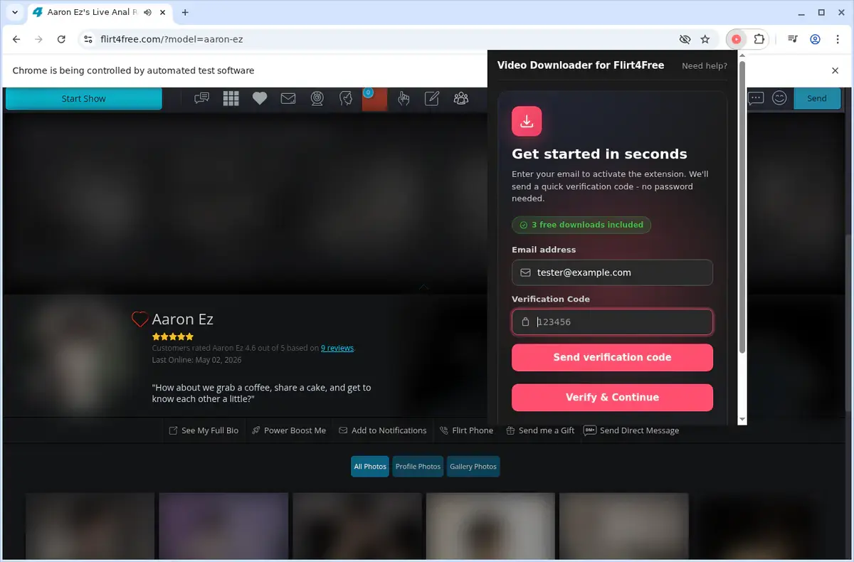 Flirt4Free Video Downloader format selection and save step