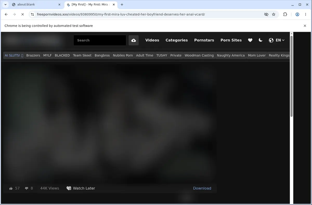 FreePornVideos.xxx Downloader page open in the browser