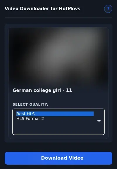 HotMovs Downloader format dropdown options