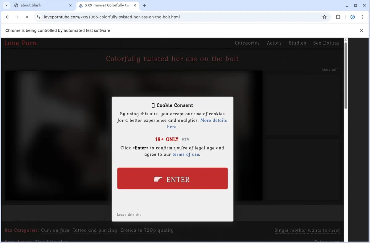 Loveporntube Video Downloader page open in the browser