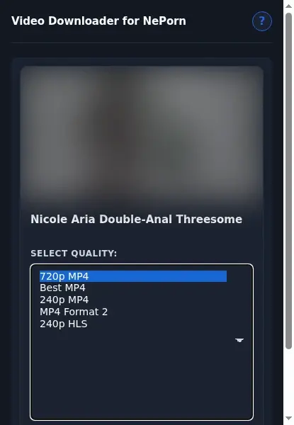 NePorn Downloader format dropdown options