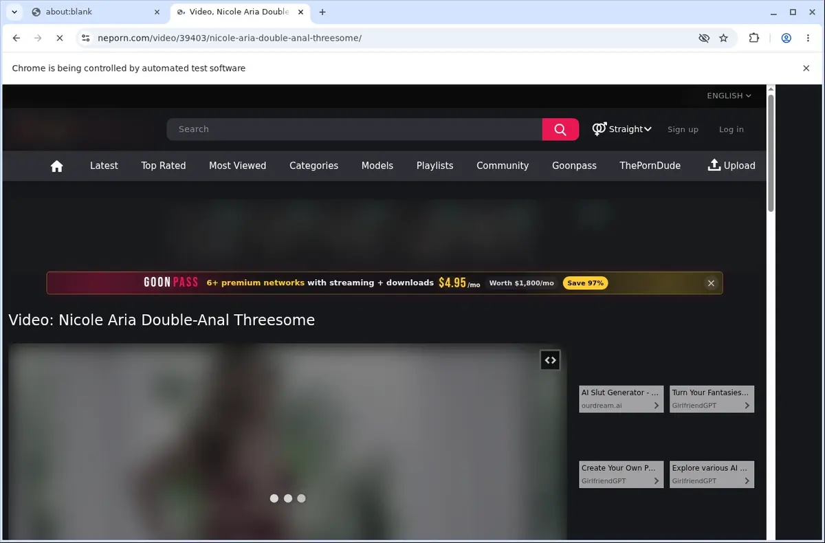 NePorn Downloader page open in the browser