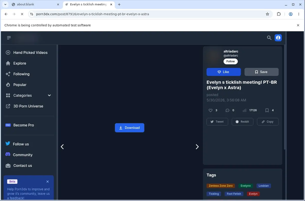 Porn3DX Video Downloader page open in the browser