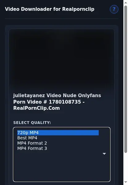 RealPornClip Video Downloader format dropdown options