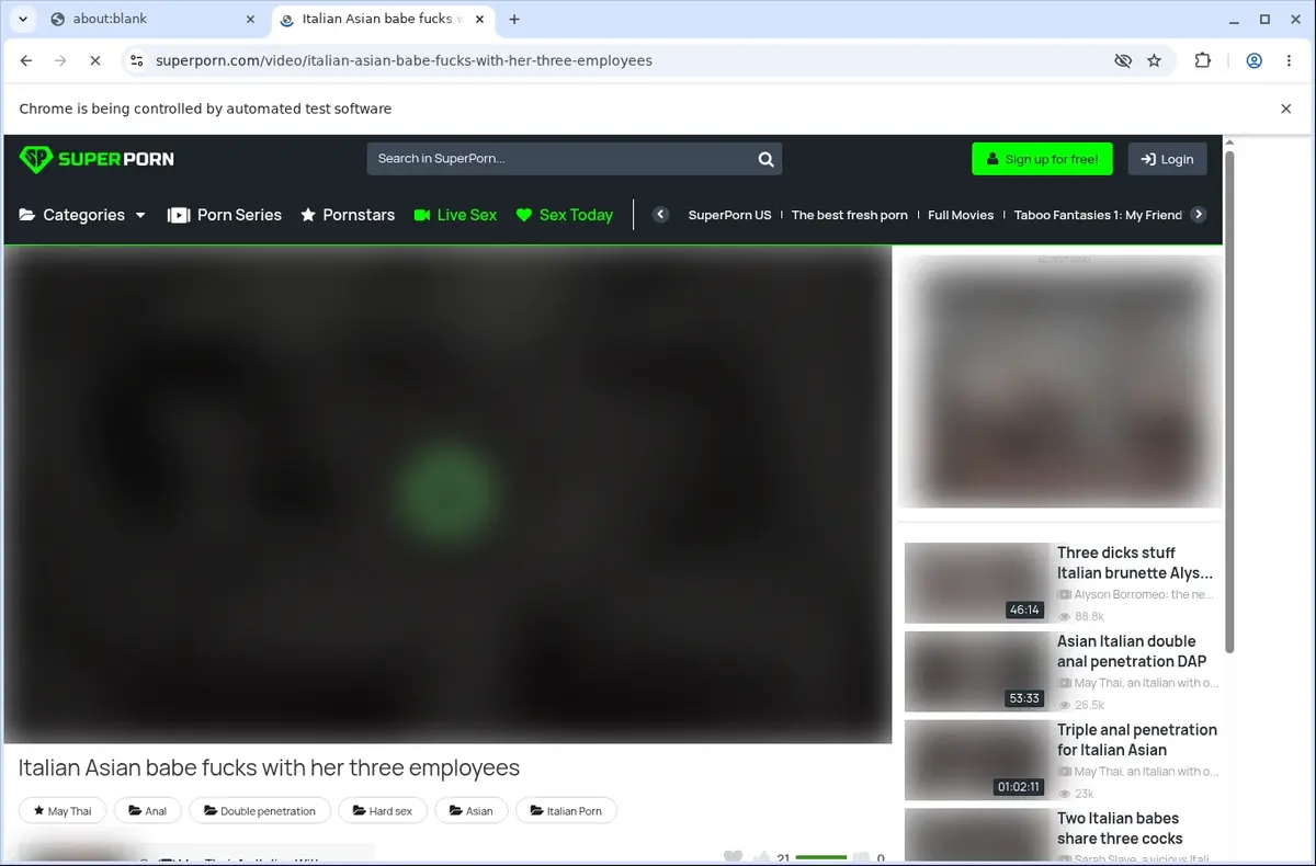 SuperPorn Downloader page open in the browser