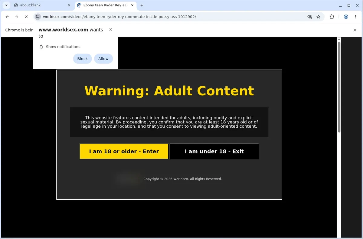 WorldSex Downloader page open in the browser