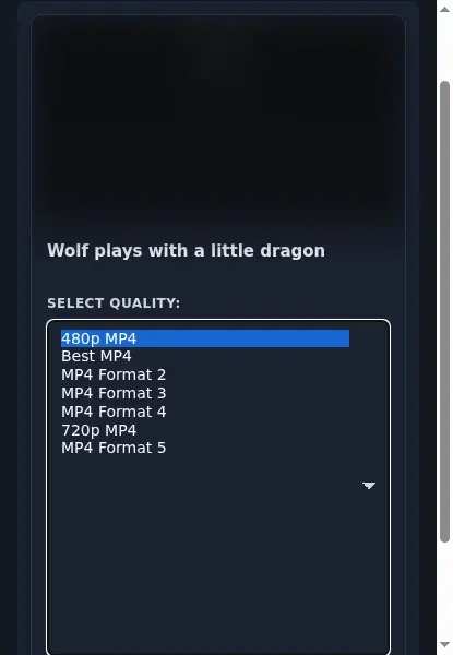 XAnimu Video Downloader format dropdown options