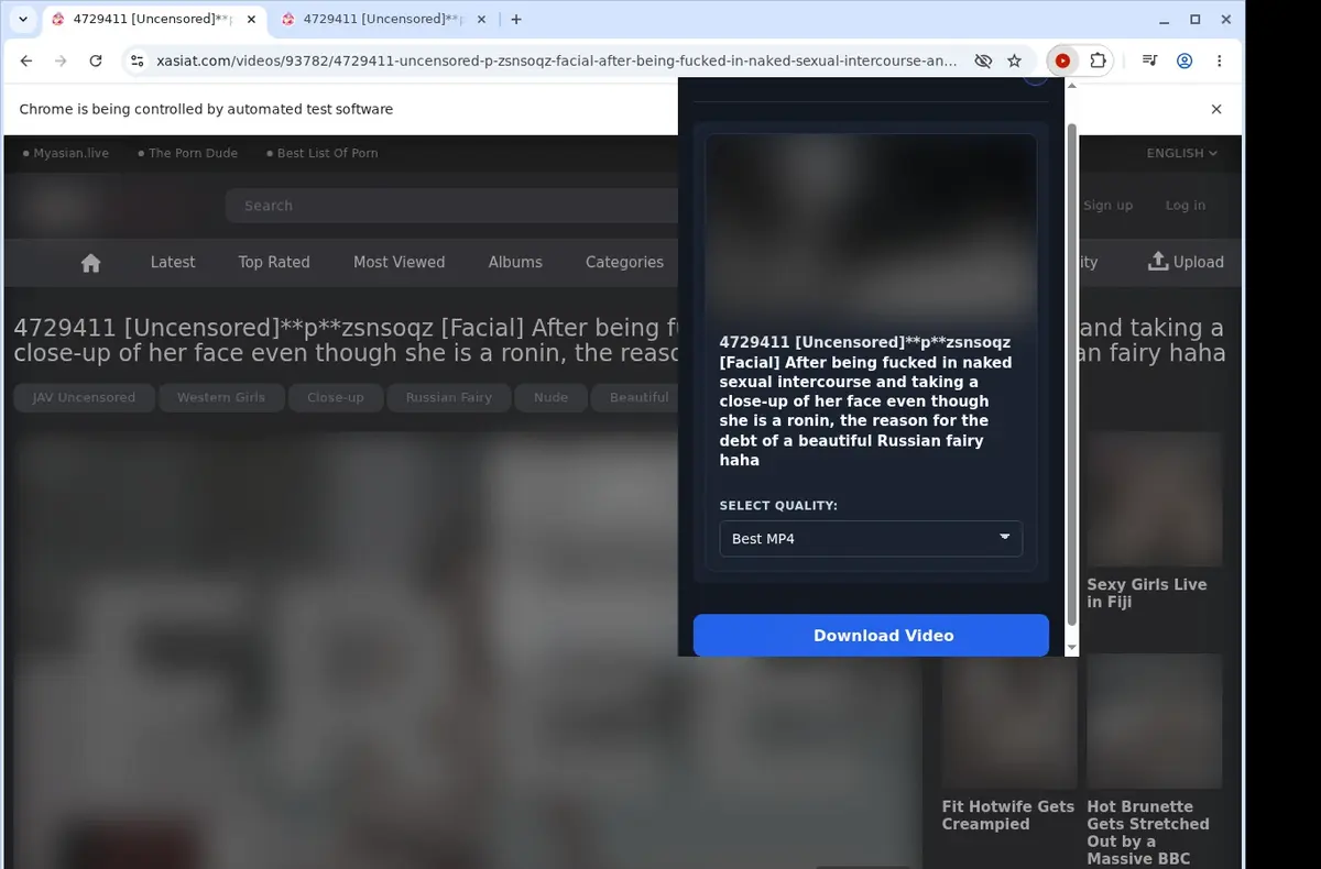 Xasiat Video Downloader showing detected media ready to download