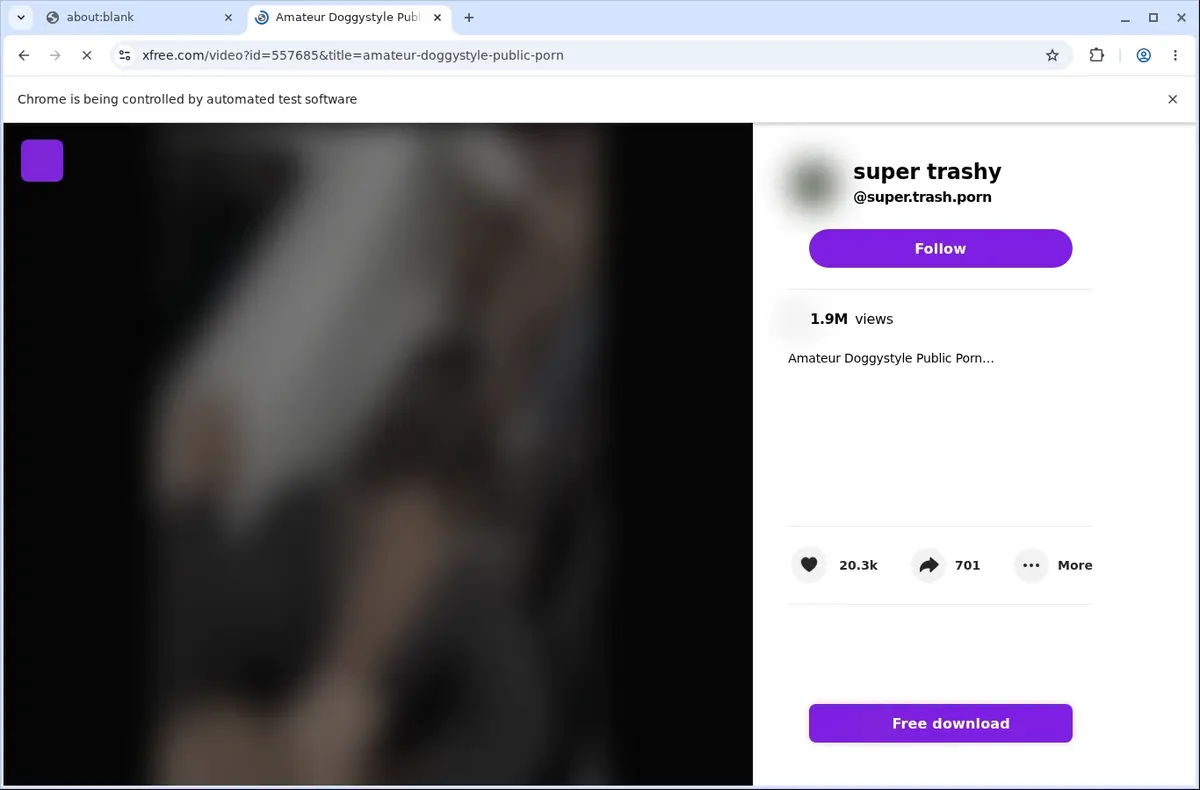 XFree Video Downloader page open in the browser