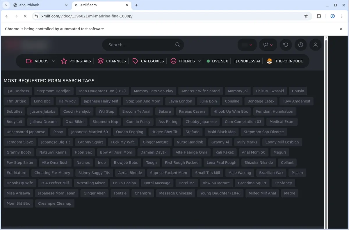 XMilf Video Downloader page open in the browser