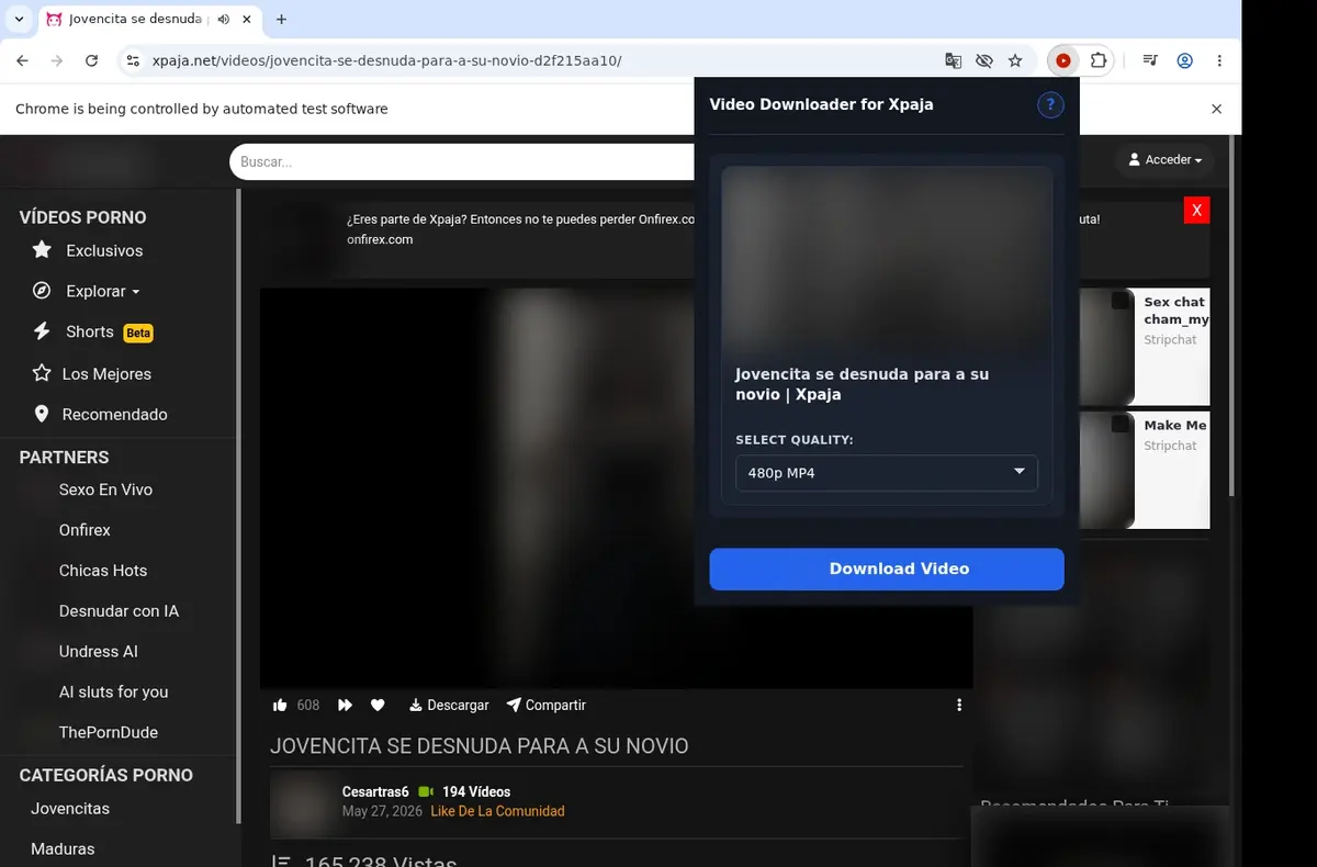 Xpaja Downloader showing detected media ready to download