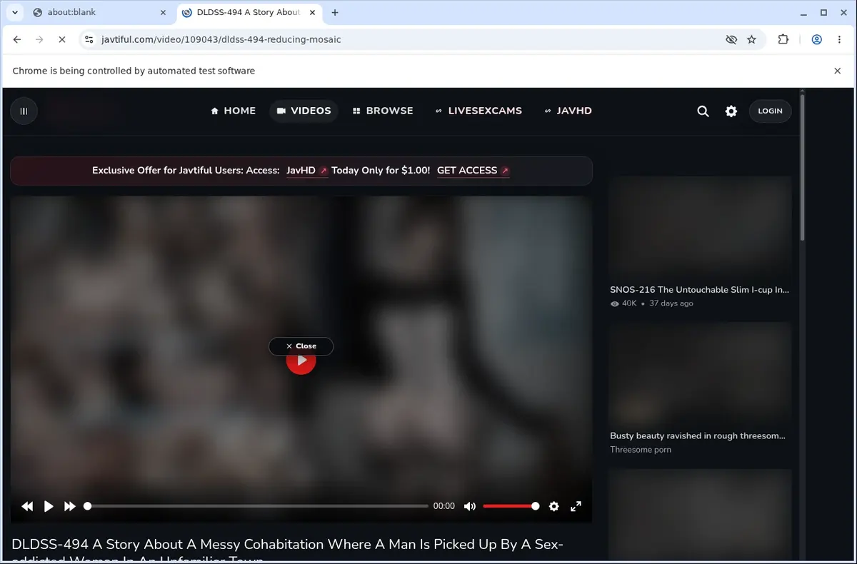 Javtiful Video Downloader page open in the browser
