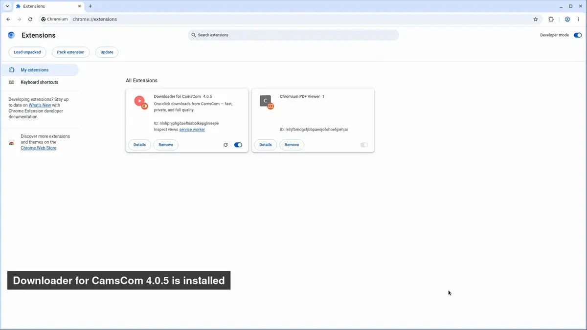 How to install Downloader for CamsCom in Chrome